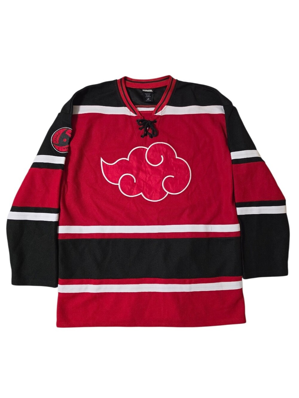 Naruto Jersey Mens L Red Shippuden Akatsuki Uchiha 09 Anime Hockey Boxlunch